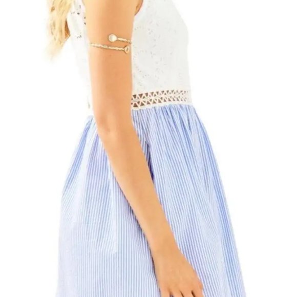 NWT Lilly Pulitzer Alivia Dress in Bennet Blue stripe seersucker - Picture 4 of 4